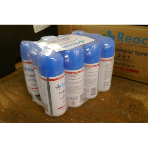 2356 - Nine packs of twelve 100ml React Anti-Bacterial Aerosols