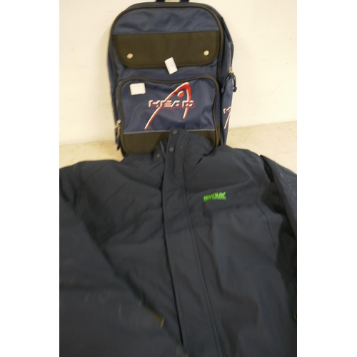 2360 - A Head zip-up ruck sack and a Regatta Great Outdoors waterproof coat size XL (unused and unworn)