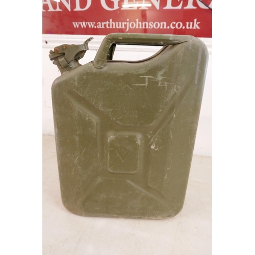 2367 - A green metal 20 litre 2010 military Jerry can