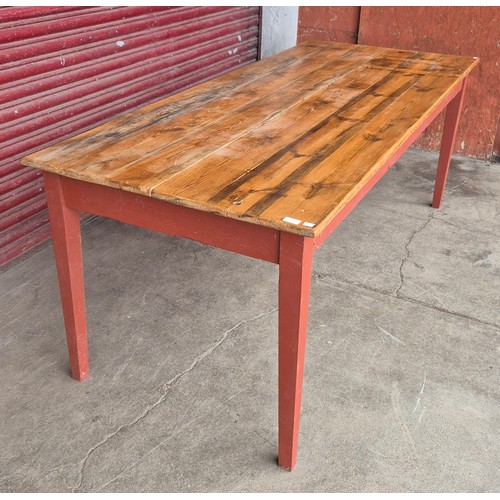 270 - A Victorian style painted pine farmhouse kitchen table