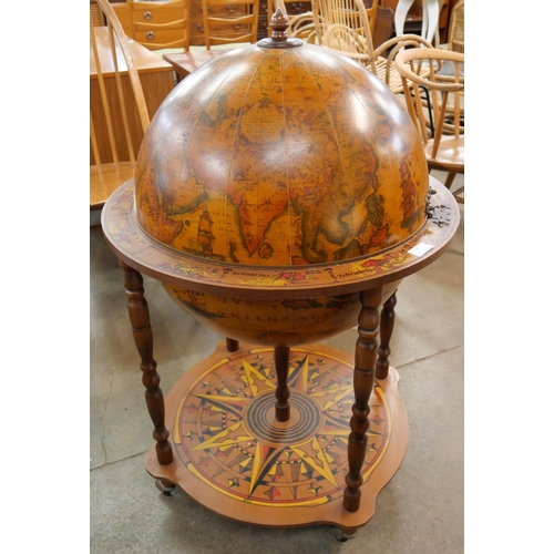 46 - An Italian terrestrial globe cocktail cabinet/trolley