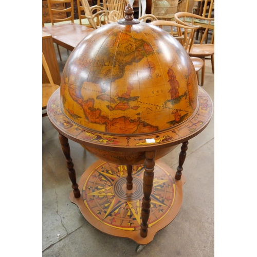 46 - An Italian terrestrial globe cocktail cabinet/trolley