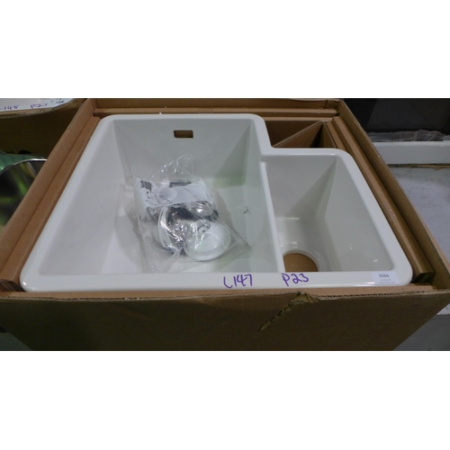 3066 - Paros 1.5 Bowl Belfast Style Ceramic White Sink - 520x600 , Original RRP £415.84 inc VAT (437-147) *... 