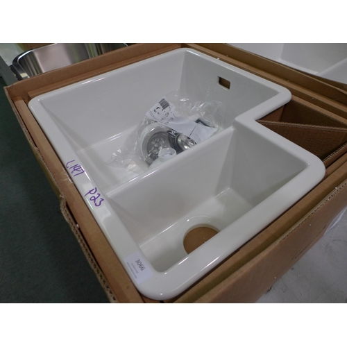 3066 - Paros 1.5 Bowl Belfast Style Ceramic White Sink - 520x600 , Original RRP £415.84 inc VAT (437-147) *... 