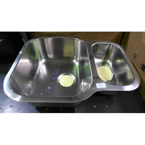 3069 - Blanco 1.5 bowl metal undermount sink (437-175) *This lot is subject to VAT