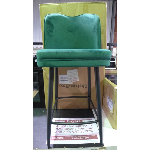 3072 - Four Knightsbridge Velvet Bar Stools, Sage Green, Original RRP £499.96 inc VAT (437-169, 170, 171, 1... 