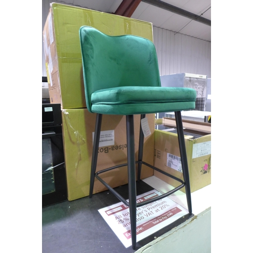 3072 - Four Knightsbridge Velvet Bar Stools, Sage Green, Original RRP £499.96 inc VAT (437-169, 170, 171, 1... 