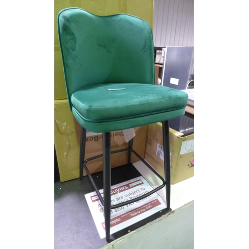 3072 - Four Knightsbridge Velvet Bar Stools, Sage Green, Original RRP £499.96 inc VAT (437-169, 170, 171, 1... 