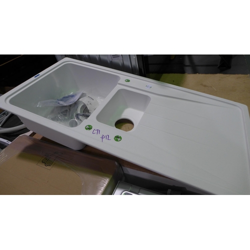 3074 - Blanco 1.5 Bowl white composite sink with drainer (437-71) *This lot is subject to VAT