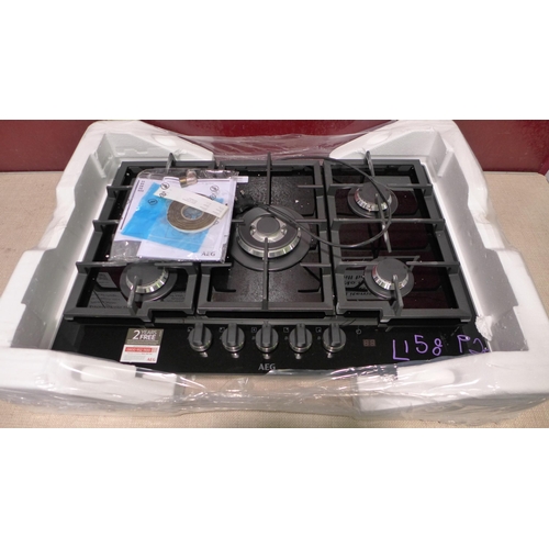 3090 - AEG  5 Burner Gas on Glass Hob H61xW740xD510 - model no.HKB75450NB, Original RRP £474.17 inc VAT (43... 