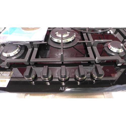 3090 - AEG  5 Burner Gas on Glass Hob H61xW740xD510 - model no.HKB75450NB, Original RRP £474.17 inc VAT (43... 