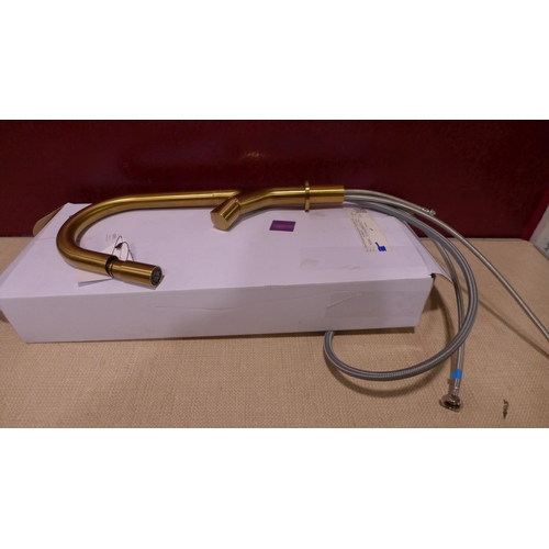 3093 - Sirona Pullout Swan Neck Brushed Gold Tap, High Pressure Only, Original RRP £432.5 inc VAT (437-56) ... 