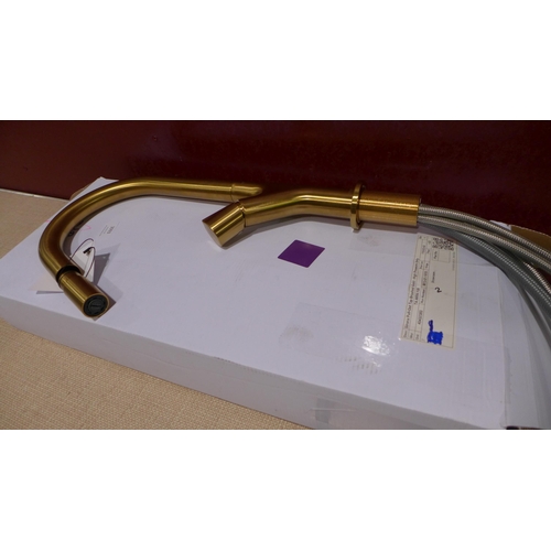 3093 - Sirona Pullout Swan Neck Brushed Gold Tap, High Pressure Only, Original RRP £432.5 inc VAT (437-56) ... 