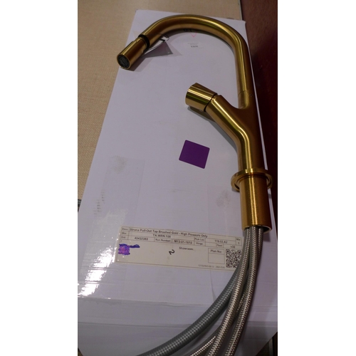 3093 - Sirona Pullout Swan Neck Brushed Gold Tap, High Pressure Only, Original RRP £432.5 inc VAT (437-56) ... 