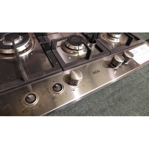 3102 - AEG 5 Burner Gas Hob - Incomplete / Broken / Missing Knobs - H40xW745xD510 - model no.HGB75500SM, Or... 