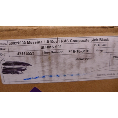 3104 - Messina Black Composite 1.0 Bowl Sink, Original RRP £165.84 inc VAT (437-6) *This lot is subject to ... 