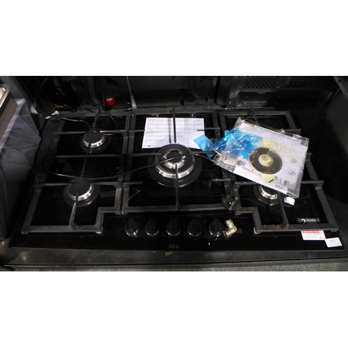 3131 - AEG  5 Burner Gas On Glass Hob, H61xW830xD480 - model no.HKB95450NB, Original RRP £540.84 inc VAT (4... 