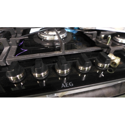 3131 - AEG  5 Burner Gas On Glass Hob, H61xW830xD480 - model no.HKB95450NB, Original RRP £540.84 inc VAT (4... 