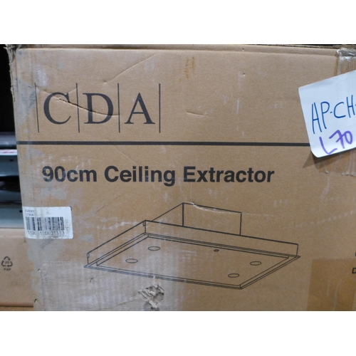 3166 - CDA  Ceiling Hood H76xW900xD600 - model no.EVX90SS, Original RRP £682.5 inc VAT (437-70) *This lot i... 