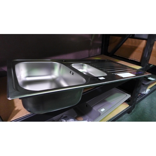 3187 - Ecuador 1.5 Bowl RVS Under mount Stainless Steel sink, 430x582 - model BL453665, Original RRP £207.5... 