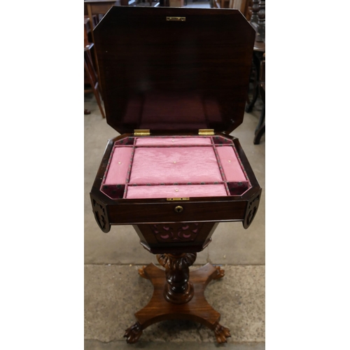 180 - An early Victorian rosewood lady's sewing table