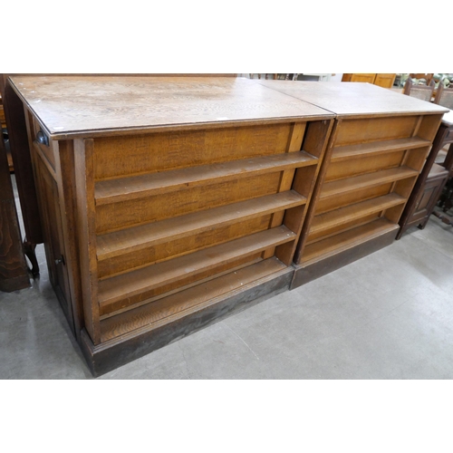 198 - A pair of oak library bookcases/cupboards