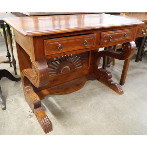 208 - A French style hardwood two drawer console table