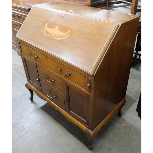 212 - An Edward VII inlaid mahogany bureau