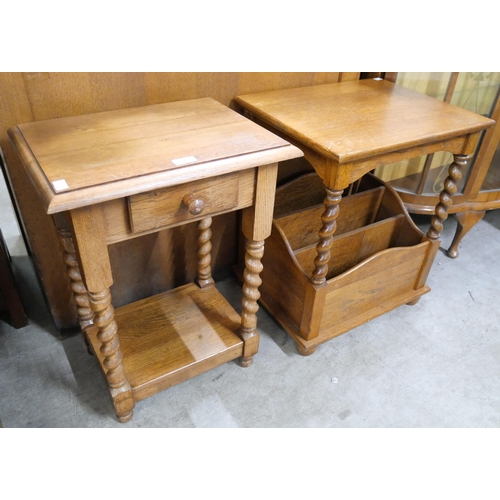 234 - An oak side table and a small bookcase