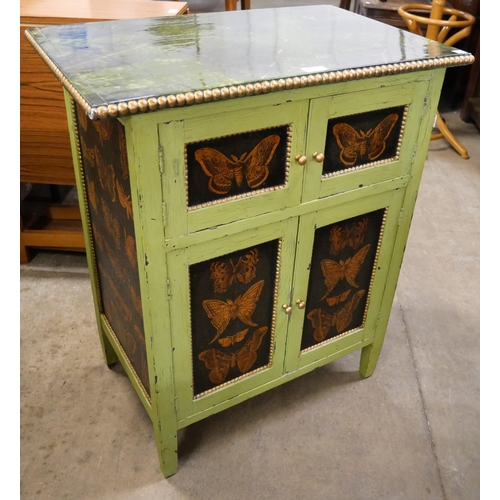 247 - A faux marble topped painted side cabinet