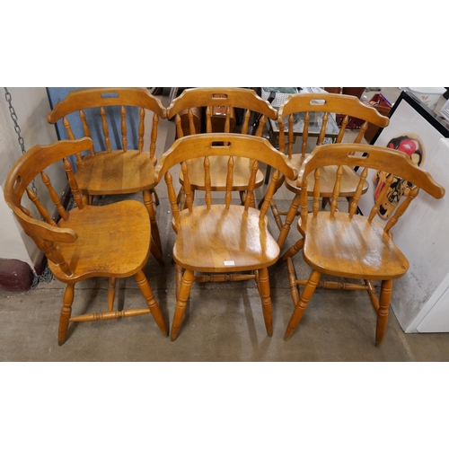 263 - A set of six beech kitchen chairs