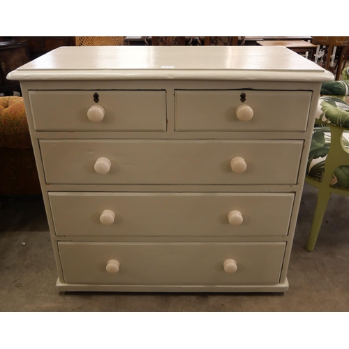 278 - A Victorian painted pine two over three chest of drawers