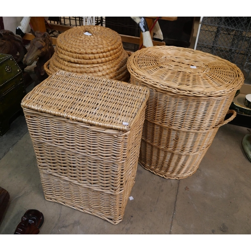 292 - Three wicker laundry baskets