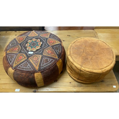 240B - Two Moroccan leather pouffes