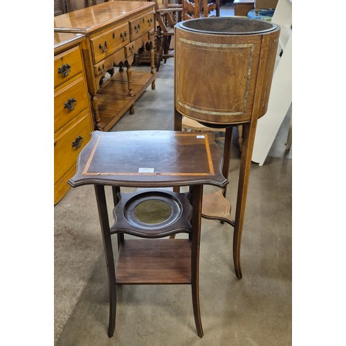 244 - Two Edward VII inlaid mahogany jardiniere stands