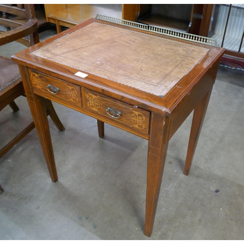 115 - An Edward VII marquetry inlaid rosewood two drawer lady's writing table