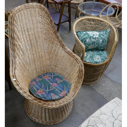 92D - Two Italian style wicker chairs