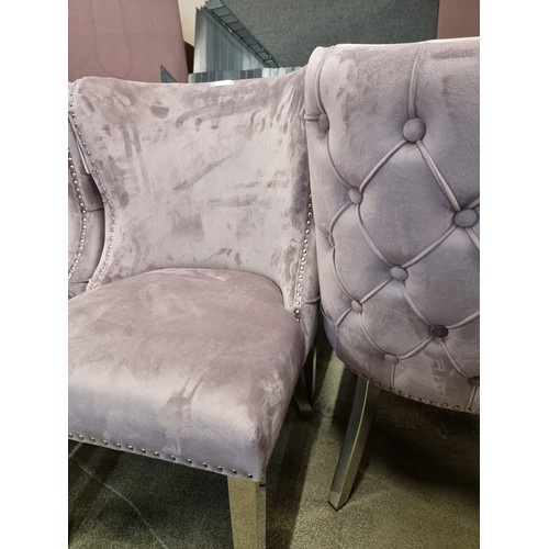 1514 - A set of pink velvet buttoned dining chairs *This lot is subject to VAT