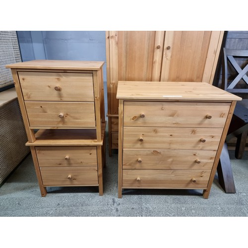 1577 - A Pine Chest of Drawers and a pair of bedside chests - boxed * This lot is subject to vat