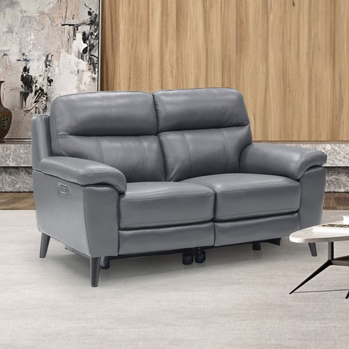 1442 - Grace Grey Leather 2 Seater Power Recliner, Original RRP £774.99 + VAT (4198-25) *This lot is subjec... 