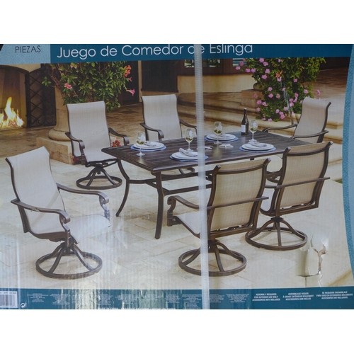 1495 - Seven Piece Sling Dining Set *This lot is subject to VAT