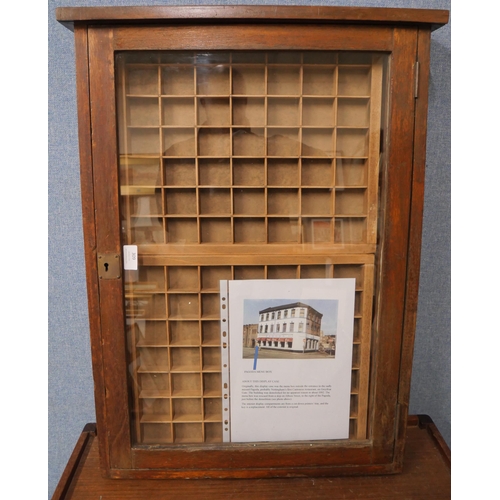 309 - An oak display case, originally the Pagoda Cantonese restaurant menu box