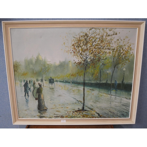 327 - John Bampfield, Parisian street scene, oil on canvas, framed