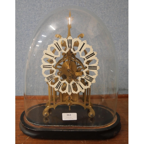 363 - A gilt metal fusee skeleton clock