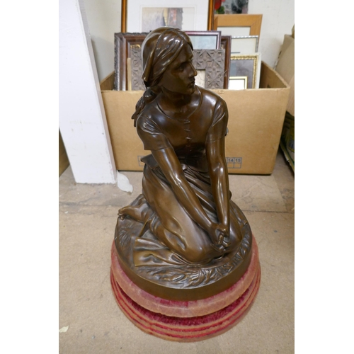 377A - A large French style bronze figure of a seated lady