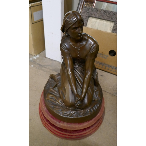 377A - A large French style bronze figure of a seated lady