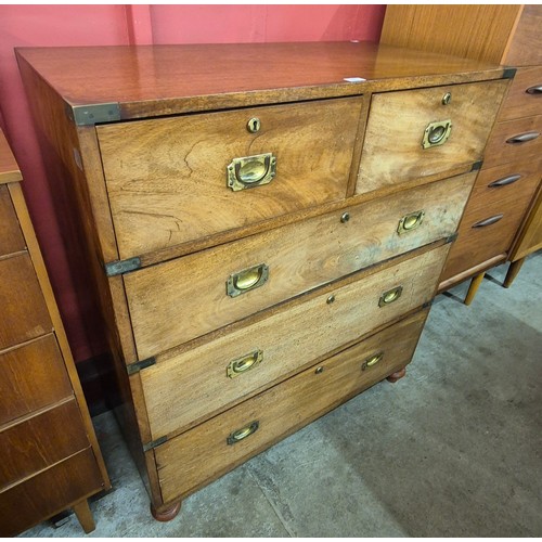 116 - A 19th Century mahogany and brass mounted military campaign chest of drawers