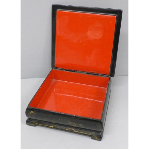 638 - A Russian painted lacquered rectangular trinket box