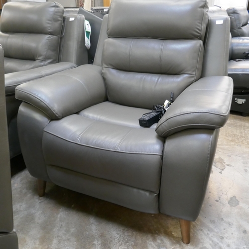 1392 - Ava  Storm Grey Leather electric Reclining Armchair, Original RRP £549.99 + VAT (4198-19) *This lot ... 
