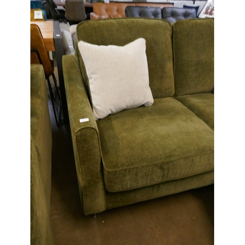1302 - A forest green velvet two seater sofa and armchair RRP £1598